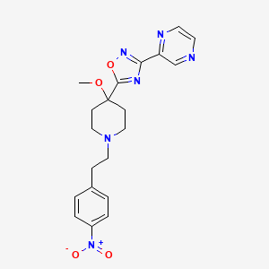 molecular formula C20H22N6O4 B6627171 5-[4-Methoxy-1-[2-(4-nitrophenyl)ethyl]piperidin-4-yl]-3-pyrazin-2-yl-1,2,4-oxadiazole 