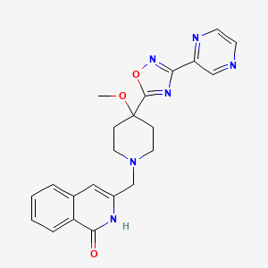 3-[[4-methoxy-4-(3-pyrazin-2-yl-1,2,4-oxadiazol-5-yl)piperidin-1-yl]methyl]-2H-isoquinolin-1-one