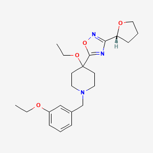 molecular formula C22H31N3O4 B6627239 5-[4-ethoxy-1-[(3-ethoxyphenyl)methyl]piperidin-4-yl]-3-[(2R)-oxolan-2-yl]-1,2,4-oxadiazole 