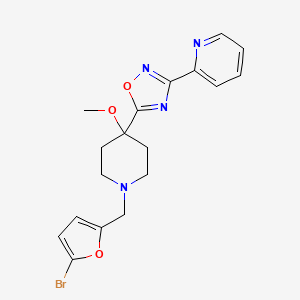 5-[1-[(5-Bromofuran-2-yl)methyl]-4-methoxypiperidin-4-yl]-3-pyridin-2-yl-1,2,4-oxadiazole