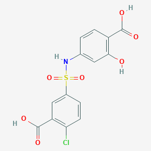 molecular formula C14H10ClNO7S B6627283 4-[(3-Carboxy-4-chlorophenyl)sulfonylamino]-2-hydroxybenzoic acid 