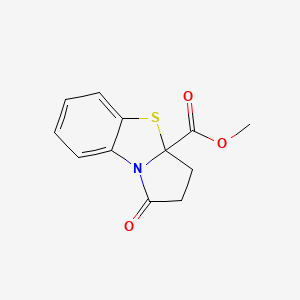 molecular formula C12H11NO3S B6627344 1-Oxo-2,3-dihydropyrrolo[2,1-b]benzothiazole-3a(1H)-carboxylic acid methyl ester 