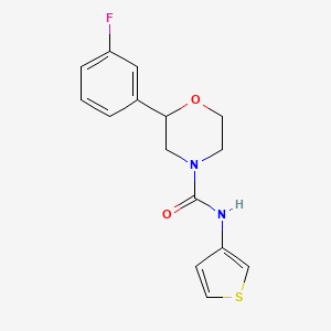 molecular formula C15H15FN2O2S B6627462 2-(3-fluorophenyl)-N-thiophen-3-ylmorpholine-4-carboxamide 