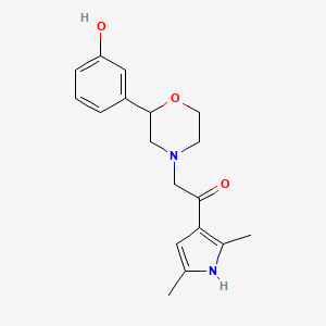 molecular formula C18H22N2O3 B6627469 1-(2,5-dimethyl-1H-pyrrol-3-yl)-2-[2-(3-hydroxyphenyl)morpholin-4-yl]ethanone 