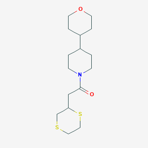 molecular formula C16H27NO2S2 B6627472 2-(1,4-Dithian-2-yl)-1-[4-(oxan-4-yl)piperidin-1-yl]ethanone 