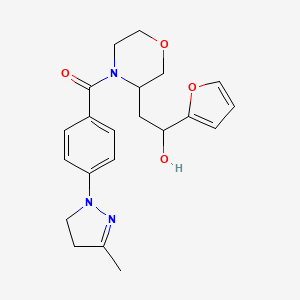 molecular formula C21H25N3O4 B6627484 [3-[2-(Furan-2-yl)-2-hydroxyethyl]morpholin-4-yl]-[4-(5-methyl-3,4-dihydropyrazol-2-yl)phenyl]methanone 