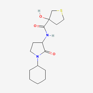 molecular formula C15H24N2O3S B6627495 N-(1-cyclohexyl-2-oxopyrrolidin-3-yl)-3-hydroxythiolane-3-carboxamide 