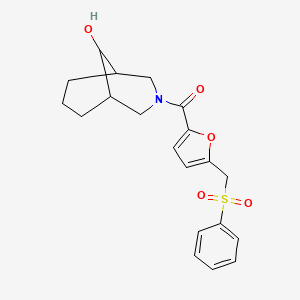 molecular formula C20H23NO5S B6627557 [5-(Benzenesulfonylmethyl)furan-2-yl]-(9-hydroxy-3-azabicyclo[3.3.1]nonan-3-yl)methanone 