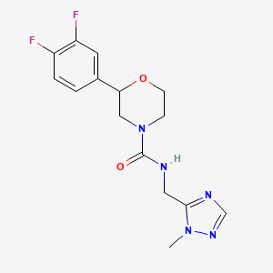 molecular formula C15H17F2N5O2 B6627569 2-(3,4-difluorophenyl)-N-[(2-methyl-1,2,4-triazol-3-yl)methyl]morpholine-4-carboxamide 