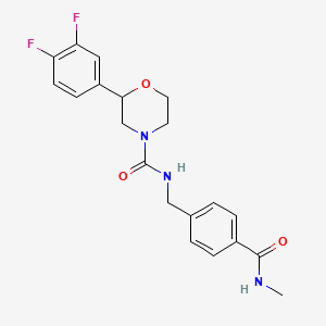 molecular formula C20H21F2N3O3 B6627590 2-(3,4-difluorophenyl)-N-[[4-(methylcarbamoyl)phenyl]methyl]morpholine-4-carboxamide 