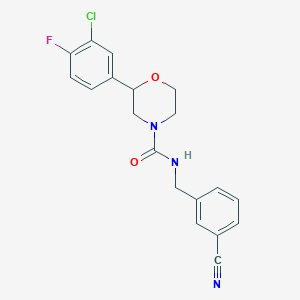 molecular formula C19H17ClFN3O2 B6627596 2-(3-chloro-4-fluorophenyl)-N-[(3-cyanophenyl)methyl]morpholine-4-carboxamide 