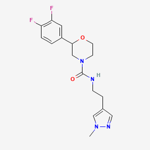 molecular formula C17H20F2N4O2 B6627600 2-(3,4-difluorophenyl)-N-[2-(1-methylpyrazol-4-yl)ethyl]morpholine-4-carboxamide 