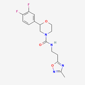molecular formula C16H18F2N4O3 B6627612 2-(3,4-difluorophenyl)-N-[2-(3-methyl-1,2,4-oxadiazol-5-yl)ethyl]morpholine-4-carboxamide 