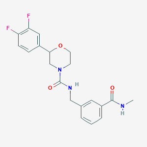 molecular formula C20H21F2N3O3 B6627614 2-(3,4-difluorophenyl)-N-[[3-(methylcarbamoyl)phenyl]methyl]morpholine-4-carboxamide 