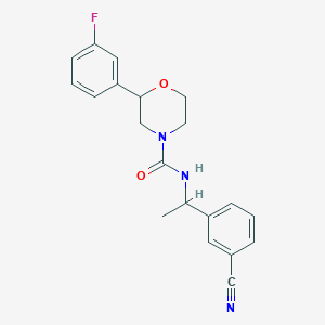 molecular formula C20H20FN3O2 B6627647 N-[1-(3-cyanophenyl)ethyl]-2-(3-fluorophenyl)morpholine-4-carboxamide 