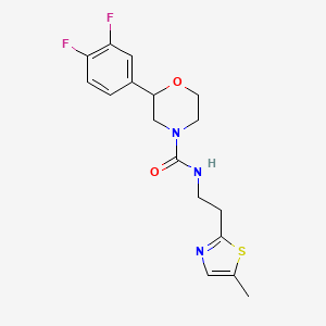 molecular formula C17H19F2N3O2S B6627658 2-(3,4-difluorophenyl)-N-[2-(5-methyl-1,3-thiazol-2-yl)ethyl]morpholine-4-carboxamide 