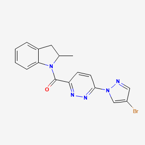 molecular formula C17H14BrN5O B6627674 [6-(4-Bromopyrazol-1-yl)pyridazin-3-yl]-(2-methyl-2,3-dihydroindol-1-yl)methanone 