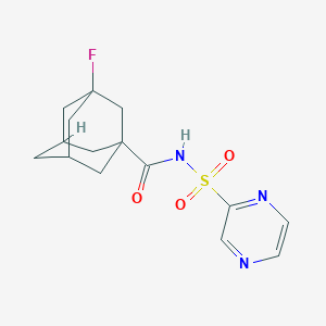 molecular formula C15H18FN3O3S B6627709 3-fluoro-N-pyrazin-2-ylsulfonyladamantane-1-carboxamide 