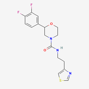 molecular formula C16H17F2N3O2S B6627716 2-(3,4-difluorophenyl)-N-[2-(1,3-thiazol-4-yl)ethyl]morpholine-4-carboxamide 