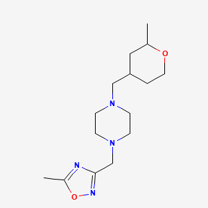 molecular formula C15H26N4O2 B6627743 5-Methyl-3-[[4-[(2-methyloxan-4-yl)methyl]piperazin-1-yl]methyl]-1,2,4-oxadiazole 