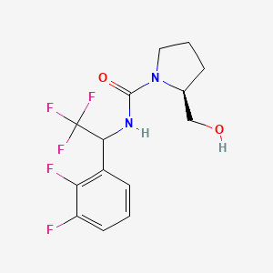 molecular formula C14H15F5N2O2 B6627750 (2S)-N-[1-(2,3-difluorophenyl)-2,2,2-trifluoroethyl]-2-(hydroxymethyl)pyrrolidine-1-carboxamide 