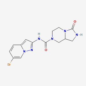molecular formula C14H15BrN6O2 B6627769 N-(6-bromopyrazolo[1,5-a]pyridin-2-yl)-3-oxo-1,2,5,6,8,8a-hexahydroimidazo[1,5-a]pyrazine-7-carboxamide 