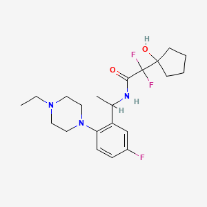 molecular formula C21H30F3N3O2 B6627771 N-[1-[2-(4-ethylpiperazin-1-yl)-5-fluorophenyl]ethyl]-2,2-difluoro-2-(1-hydroxycyclopentyl)acetamide 