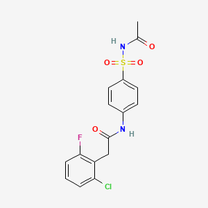 molecular formula C16H14ClFN2O4S B6627789 N-[4-(acetylsulfamoyl)phenyl]-2-(2-chloro-6-fluorophenyl)acetamide 