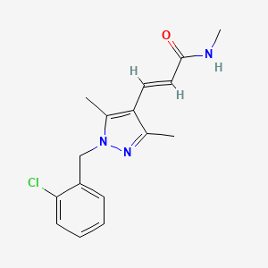 molecular formula C16H18ClN3O B6627801 (E)-3-[1-[(2-chlorophenyl)methyl]-3,5-dimethylpyrazol-4-yl]-N-methylprop-2-enamide 