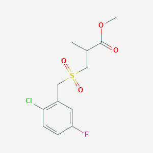 molecular formula C12H14ClFO4S B6627818 Methyl 3-[(2-chloro-5-fluorophenyl)methylsulfonyl]-2-methylpropanoate 