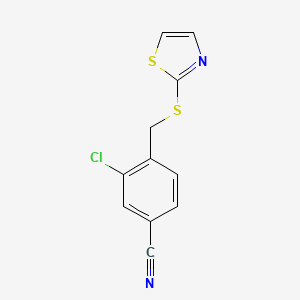 molecular formula C11H7ClN2S2 B6627837 3-Chloro-4-(1,3-thiazol-2-ylsulfanylmethyl)benzonitrile 
