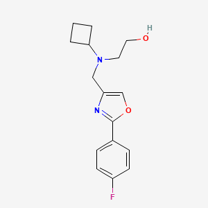 molecular formula C16H19FN2O2 B6627864 2-[Cyclobutyl-[[2-(4-fluorophenyl)-1,3-oxazol-4-yl]methyl]amino]ethanol 