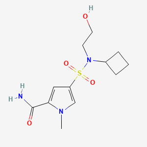 molecular formula C12H19N3O4S B6627871 4-[Cyclobutyl(2-hydroxyethyl)sulfamoyl]-1-methylpyrrole-2-carboxamide 