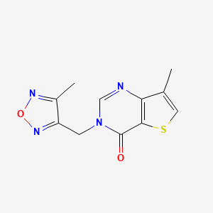 molecular formula C11H10N4O2S B6627909 7-Methyl-3-[(4-methyl-1,2,5-oxadiazol-3-yl)methyl]thieno[3,2-d]pyrimidin-4-one 