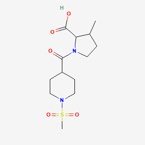 molecular formula C13H22N2O5S B6628018 3-Methyl-1-(1-methylsulfonylpiperidine-4-carbonyl)pyrrolidine-2-carboxylic acid 