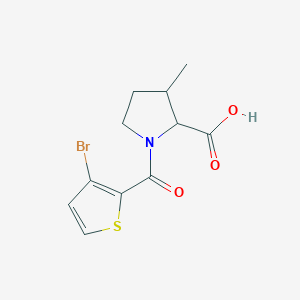 molecular formula C11H12BrNO3S B6628019 1-(3-Bromothiophene-2-carbonyl)-3-methylpyrrolidine-2-carboxylic acid 