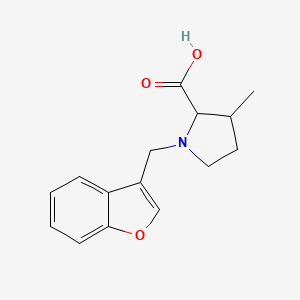 molecular formula C15H17NO3 B6628045 1-(1-Benzofuran-3-ylmethyl)-3-methylpyrrolidine-2-carboxylic acid 