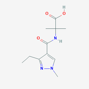 molecular formula C11H17N3O3 B6628051 2-[(3-Ethyl-1-methylpyrazole-4-carbonyl)amino]-2-methylpropanoic acid 