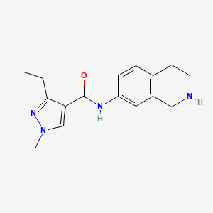 molecular formula C16H20N4O B6628075 3-ethyl-1-methyl-N-(1,2,3,4-tetrahydroisoquinolin-7-yl)pyrazole-4-carboxamide 