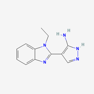 molecular formula C12H13N5 B6628088 4-(1-Ethyl-1H-benzoimidazol-2-yl)-1H-pyrazol-3-ylamine 