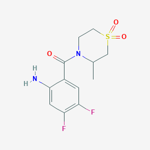 molecular formula C12H14F2N2O3S B6628108 (2-Amino-4,5-difluorophenyl)-(3-methyl-1,1-dioxo-1,4-thiazinan-4-yl)methanone 