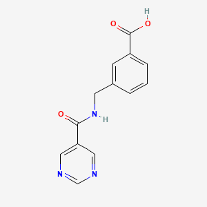 molecular formula C13H11N3O3 B6628131 3-[(Pyrimidine-5-carbonylamino)methyl]benzoic acid 