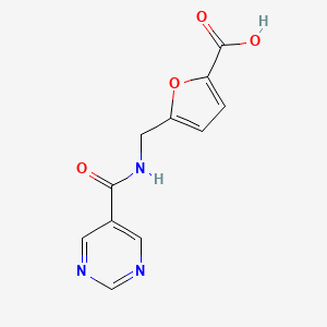molecular formula C11H9N3O4 B6628134 5-[(Pyrimidine-5-carbonylamino)methyl]furan-2-carboxylic acid 