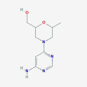 molecular formula C10H16N4O2 B6628158 [4-(6-Aminopyrimidin-4-yl)-6-methylmorpholin-2-yl]methanol 