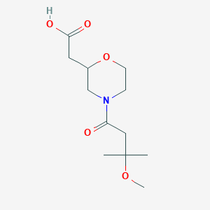 molecular formula C12H21NO5 B6628235 2-[4-(3-Methoxy-3-methylbutanoyl)morpholin-2-yl]acetic acid 