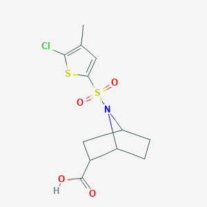 molecular formula C12H14ClNO4S2 B6628270 7-(5-Chloro-4-methylthiophen-2-yl)sulfonyl-7-azabicyclo[2.2.1]heptane-2-carboxylic acid 