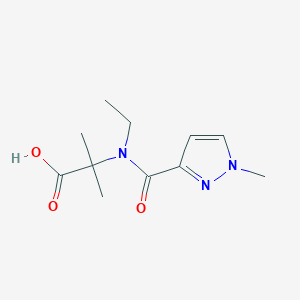 molecular formula C11H17N3O3 B6628331 2-[Ethyl-(1-methylpyrazole-3-carbonyl)amino]-2-methylpropanoic acid 