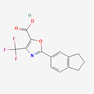 molecular formula C14H10F3NO3 B6628379 2-(2,3-dihydro-1H-inden-5-yl)-4-(trifluoromethyl)-1,3-oxazole-5-carboxylic acid 