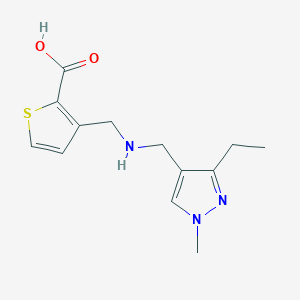 molecular formula C13H17N3O2S B6628404 3-[[(3-Ethyl-1-methylpyrazol-4-yl)methylamino]methyl]thiophene-2-carboxylic acid 