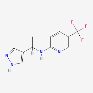 molecular formula C11H11F3N4 B6628420 N-[1-(1H-pyrazol-4-yl)ethyl]-5-(trifluoromethyl)pyridin-2-amine 